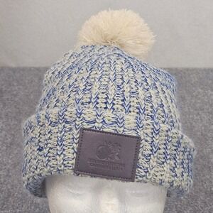 Anishinaabe Mille Lacs Band of Ojibwe Beanie Cap Aanjibimaadizing Blue Pom